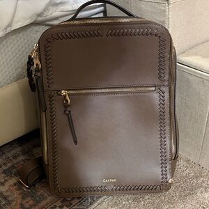 Calpak Brown Laptop Backpack with Stitch Detailing